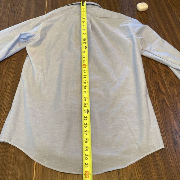 Stafford Size 16-35 Blue Long Sleeve Button Down Shirt Men's - Picture 9 of 9